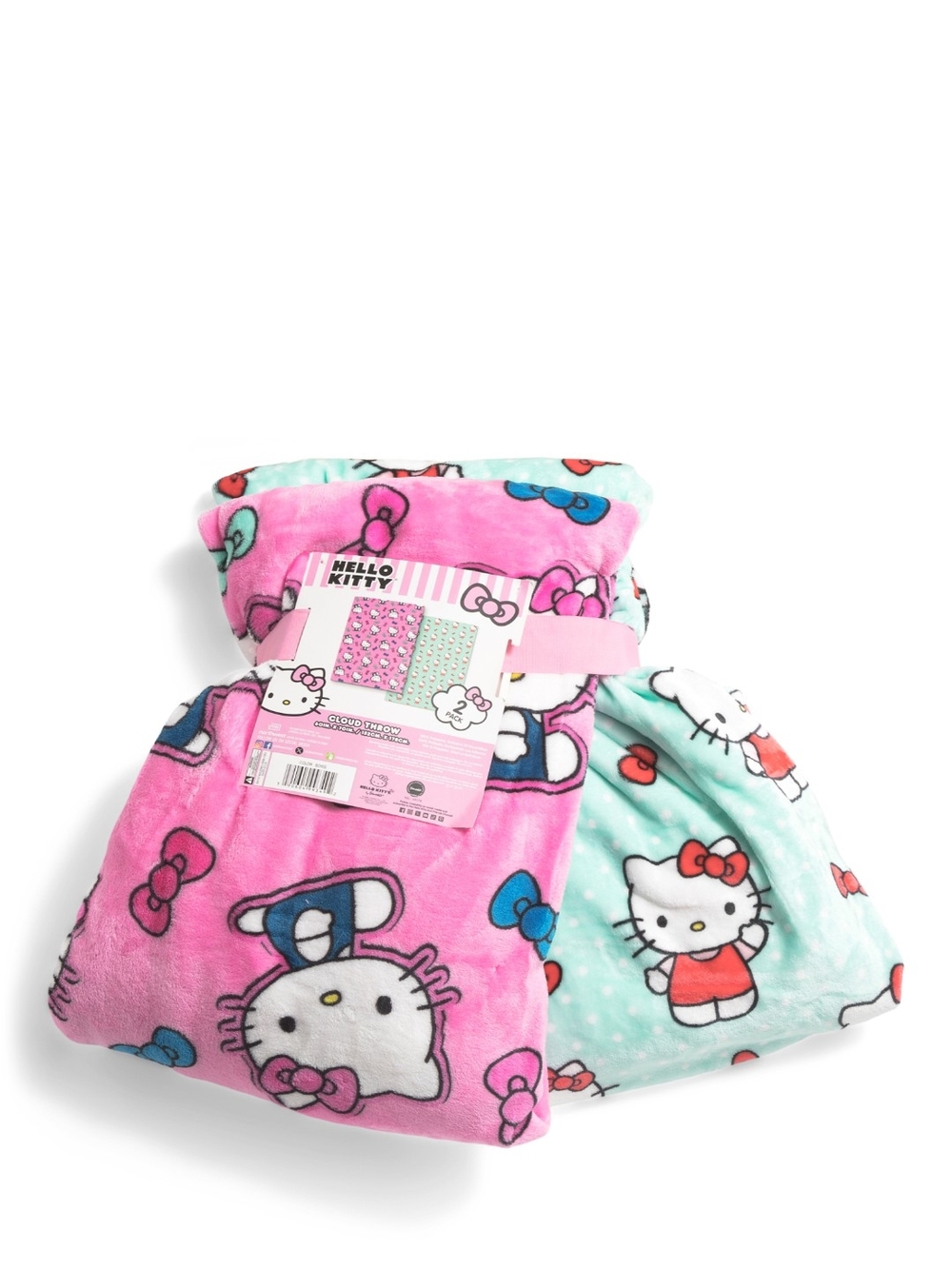 Hello Kitty Reversible Plush Throw Blanket 2pk